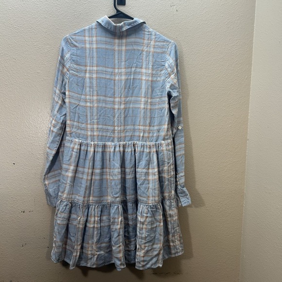 VERONICA BEARD Jeans Fall Plaid Mini Long Sleeve Shirt Dress Fit & Flare SZ XS - Picture 4 of 4